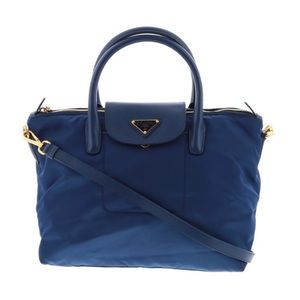 PRADA Blue Nylon Satchel Crossbody Bag